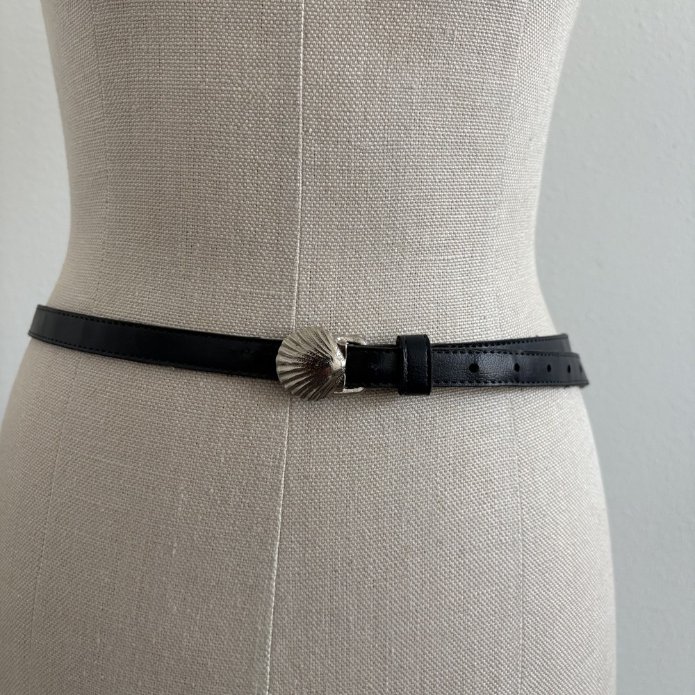 Vintage 80s Seashell Waist Belt Womens S Navy Blue Mermaid core